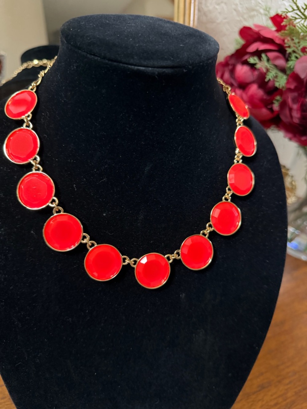 Kate Spade Gold-Tone Necklace with pinkish orange Disc Stones